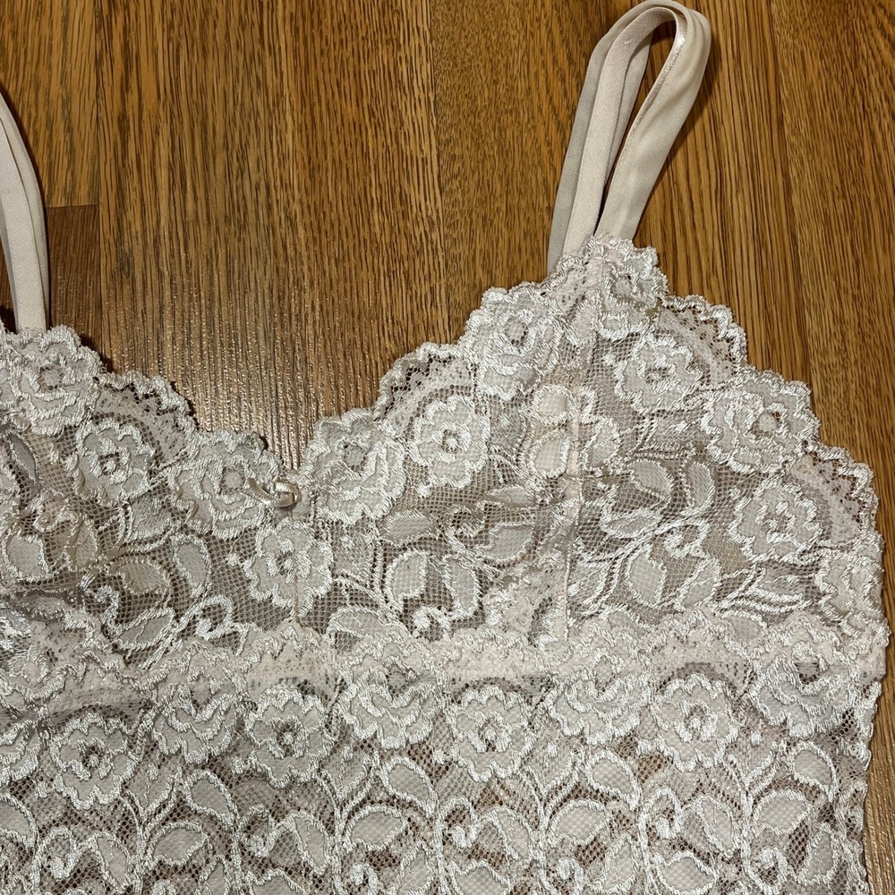 Cabernet Floral Lace Camisole Top Beige Champagne Size L Coquette Fairycore - Picture 4 of 7